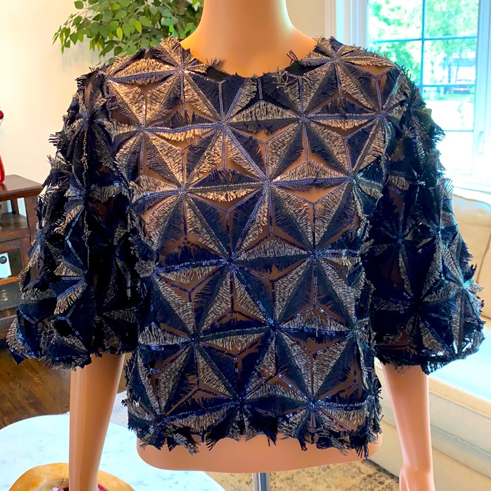 Gracia Sequin Pinwheel Crop Top